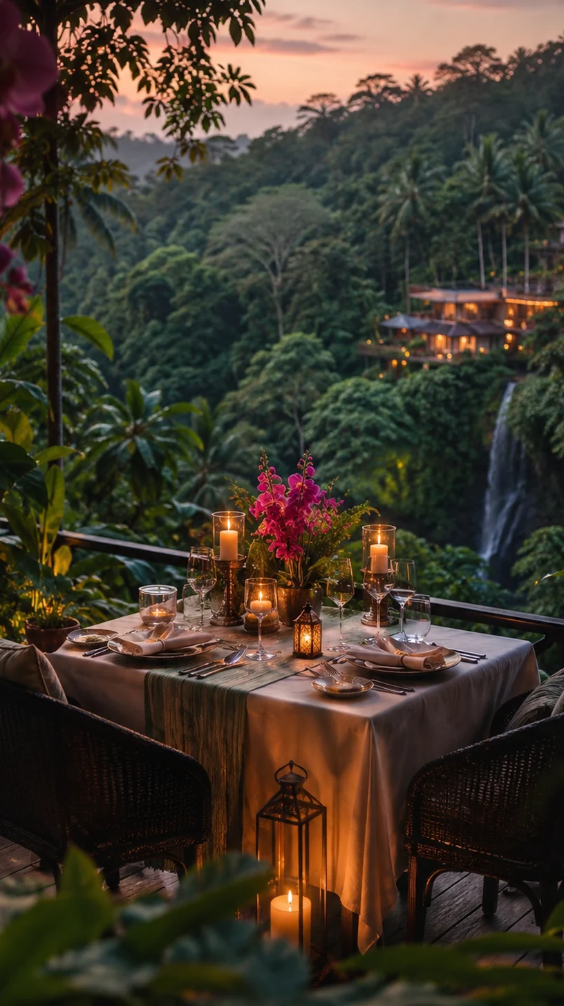 Champagne-toned spa suite surrounded by emerald rainforest