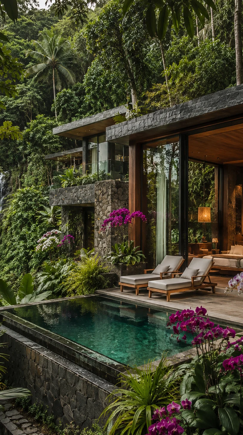 Luxury private villa surrounded by Malaysian rainforest orchids